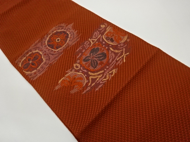 JAPANESE NAGOYA OBI / WOVEN FLOWER CREST